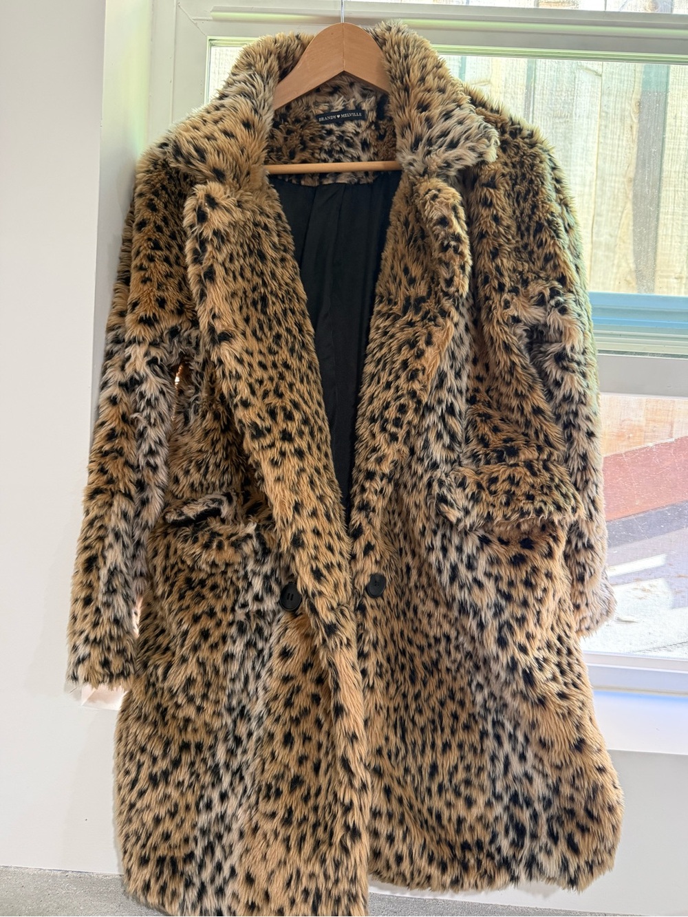 Brandy Melville faux fur Leopard Print Teddy Coat M/L